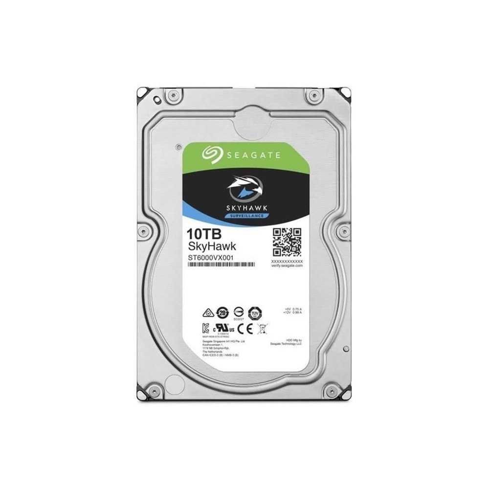 10TB SEAGATE SKYHAWK ST10000VE001 3.5 7200RPM SATA 256MB 7/24 GÜVENLİK