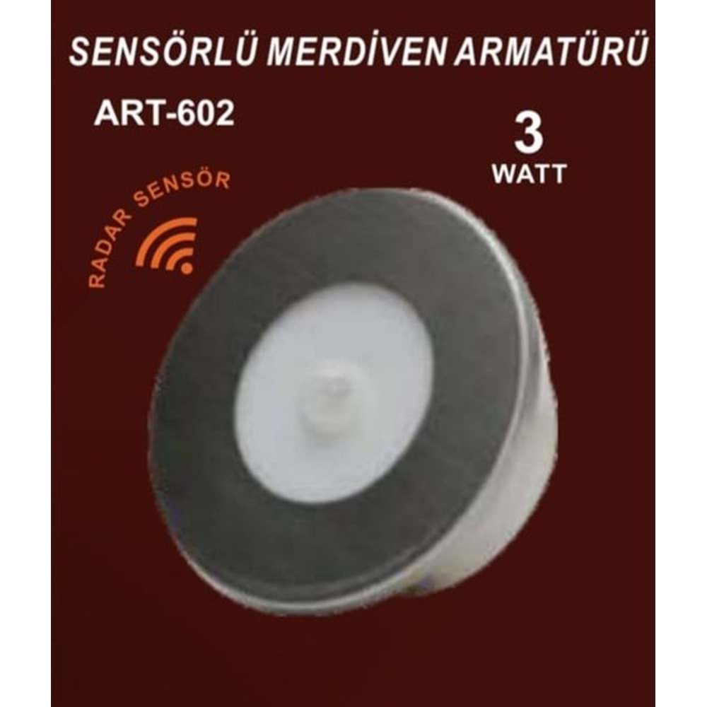 ART-602 SENSÖRLÜ MERDİVEN ARMATÜRÜ 3WATT 3200K