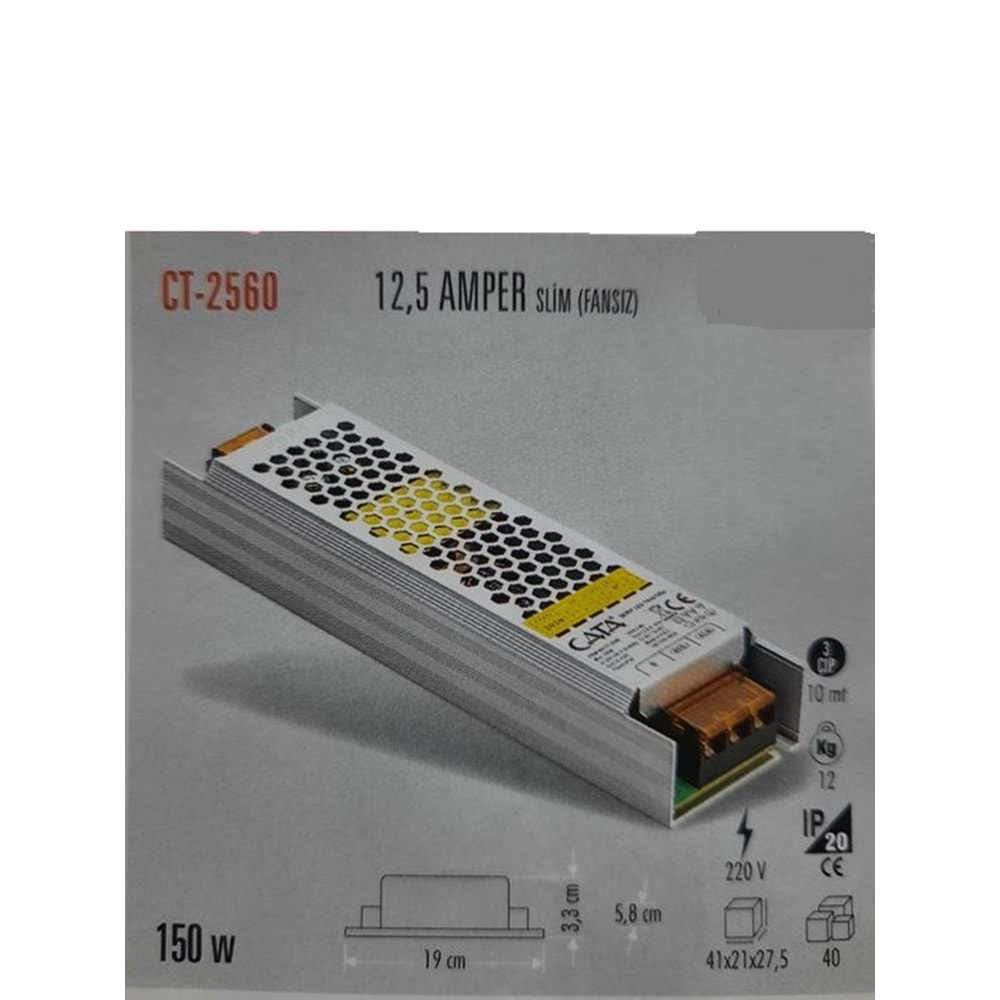 CATA 12,5 AMPER ŞERİT LED TRAFOSU 150W CT-2560