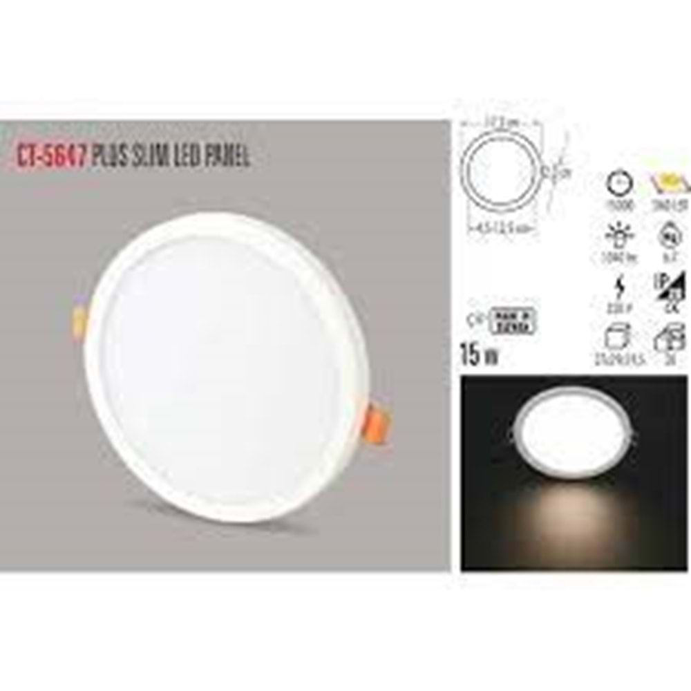 CATA 15W PLUS LED PANEL 3200K GÜNIŞIĞI CT-5647B