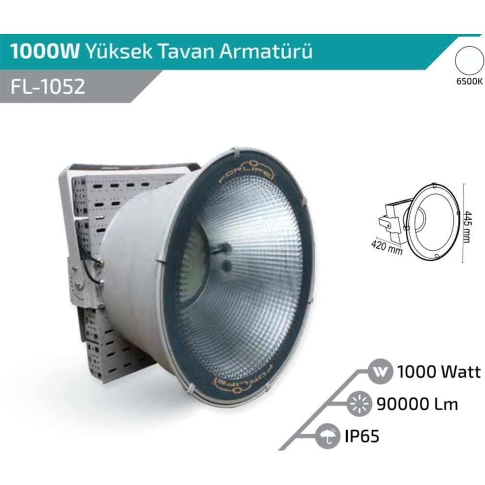 FORLİFE FL-1052 1000W YÜKSEK TAVAN ARMATÜRÜ 6500K