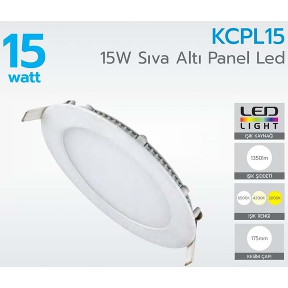 KORÇAM KCPL15 15W SIVA ALTI PANEL LED 1350LM 6500K