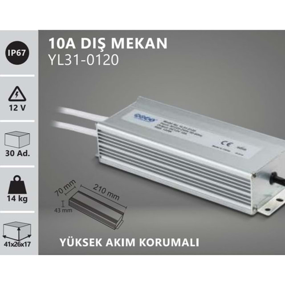 NOAS YL31-0120 10A DIŞ MEKAN 120W YÜKSEK AKIM KORUMALI TRAFO