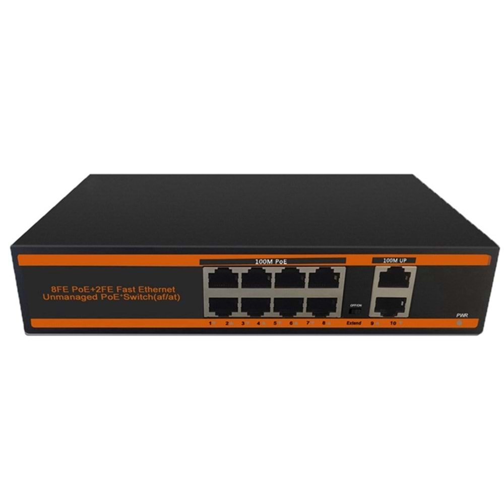 TRKLİNK ND1P802LF 8 PORT 10/100 POE 2 PORT 10/100 UPLİNK SWİTCH 150W