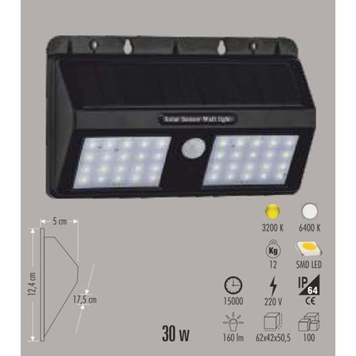 CATA 30W 6400K SOLAR APLİK CT-7331