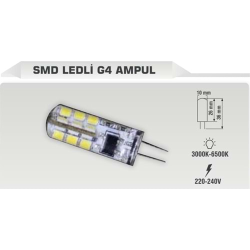 KES104 2W 160LM 6500K G4DUY SMD LEDLİ G4 AMPUL