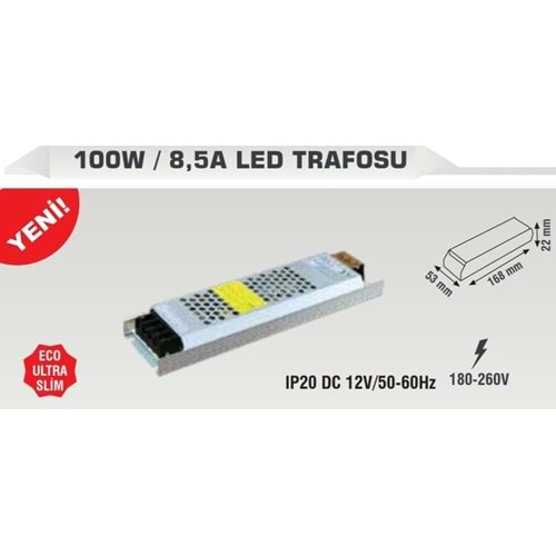 KLD002 100W 8,5A SLIM LED TRAFO