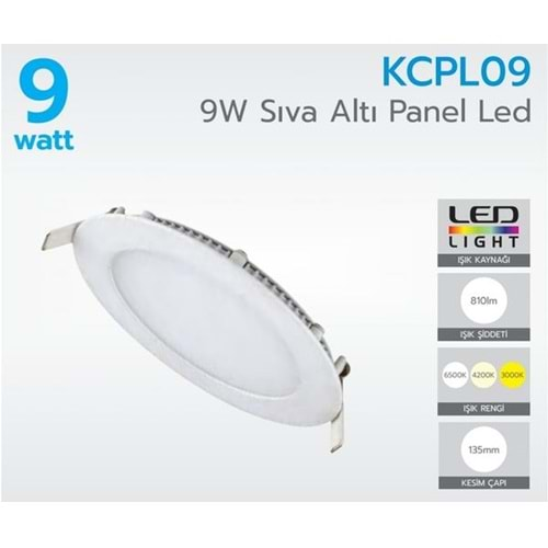 KORÇAM KCPL09 9W SIVA ALTI PANEL LED 810LM 3000K